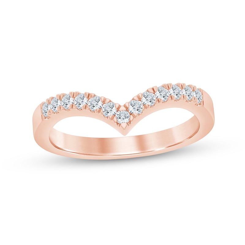 0.25 CT. T.W. Diamond Chevron Anniversary Band in 10K Rose Gold