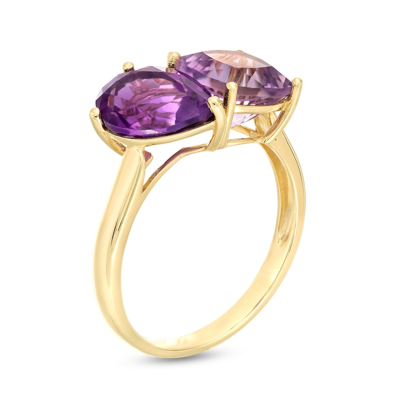 Pear-Shaped and Cushion-Cut Amethyst Toi et Moi Ring in 10K Gold|Peoples Jewellers