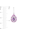 Thumbnail Image 2 of Pear-Shaped and Marquise Amethyst with 0.067 CT. T.W. Diamond Double Frame Drop Earrings in Sterling Silver
