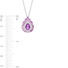 Pear-Shaped Amethyst and Diamond Accent Double Frame Pendant in Sterling Silver