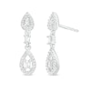 Thumbnail Image 0 of 0.25 CT. T.W. Baguette and Round Diamond Open Teardrop Frame Double Drop Earrings in 10K White Gold