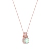 6.0mm Opal and Diamond Accent Leaf-Top Trio Pendant in 10K Rose Gold