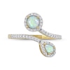 Thumbnail Image 2 of Pear-Shaped and Round Opal with 0.23 CT. T.W. Diamond Frame Toi et Moi Bypass Wrap Ring in 10K Gold