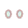 Thumbnail Image 3 of Oval Opal and 0.04 CT. T.W. Diamond Scallop Frame Art Deco Stud Earrings in 10K Rose Gold