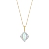 Thumbnail Image 0 of Oval Opal and 0.115 CT. T.W. Baguette and Round Diamond Starburst Frame Pendant in 10K Gold