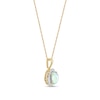 Thumbnail Image 1 of Oval Opal and 0.115 CT. T.W. Baguette and Round Diamond Starburst Frame Pendant in 10K Gold