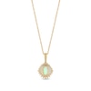 Thumbnail Image 2 of Oval Opal and 0.115 CT. T.W. Baguette and Round Diamond Starburst Frame Pendant in 10K Gold
