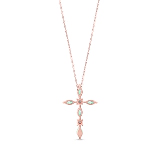 Marquise Opal and Diamond Accent Cross Pendant in 10K Rose Gold