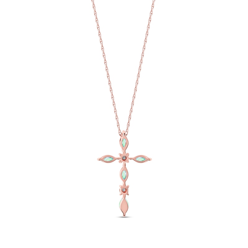 Marquise Opal and Diamond Accent Cross Pendant in 10K Rose Gold|Peoples Jewellers
