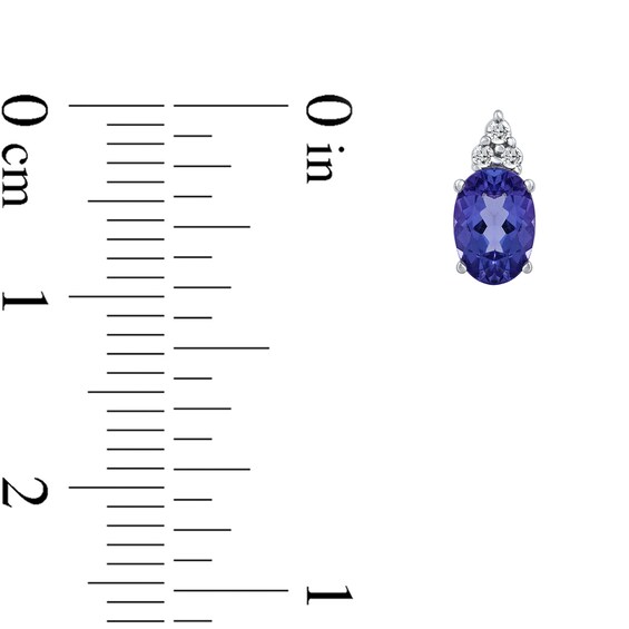 Oval Tanzanite and 0.04 CT. T.W. Diamond Tri-Top Stud Earrings in 10K White Gold