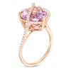 EFFY™ Collection 12.0mm Heart-Shaped Pink Quartz and 0.21 CT. T.W. Diamond Crossover Ring in 14K Rose Gold