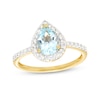 Thumbnail Image 0 of Pear-Shaped Aquamarine and 0.29 CT. T.W. Diamond Frame Ring in 10K Gold