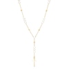 Oval Freshwater Cultured Pearl Cross Station "Y" Necklace in 10K Gold