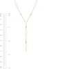 Thumbnail Image 2 of Oval Freshwater Cultured Pearl Cross Station "Y" Necklace in 10K Gold