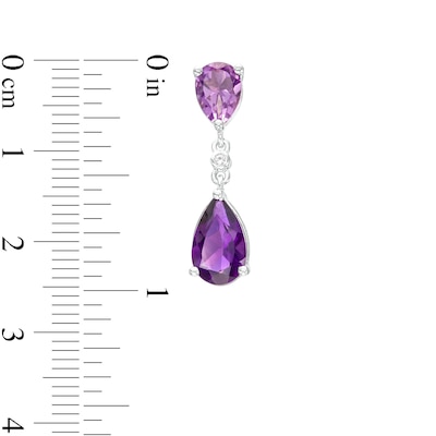 Pear-Shaped Amethyst, Lavender Quartz and White Topaz Drop Earrings in Sterling Silver