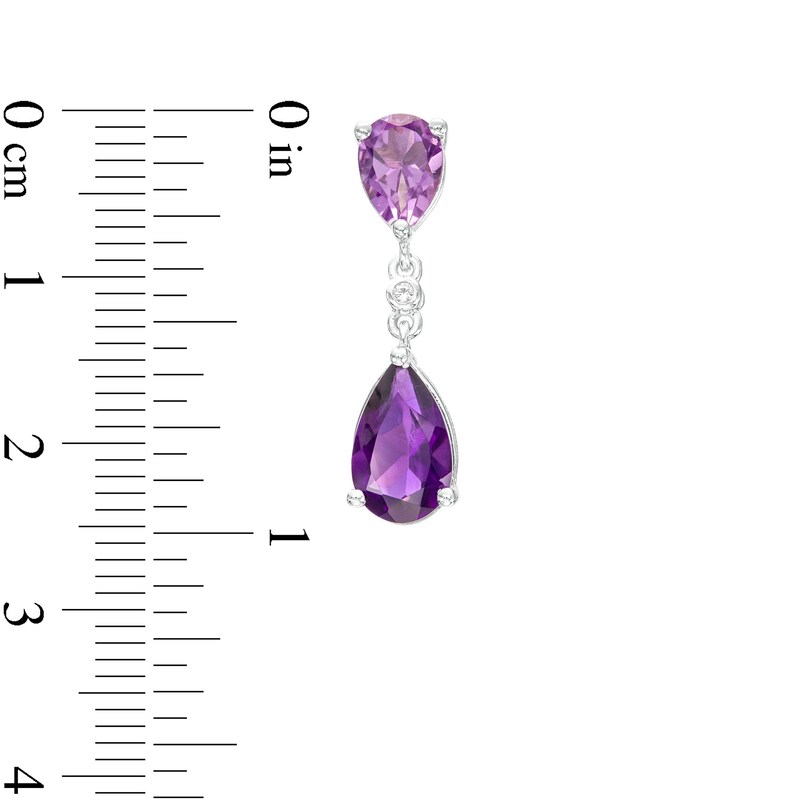Pear-Shaped Amethyst, Lavender Quartz and White Topaz Drop Earrings in Sterling Silver