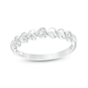 Diamond Accent Alternating Puff Heart Anniversary Band in 10K Gold