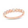 Diamond Accent Alternating Puff Heart Anniversary Band in 10K Rose Gold