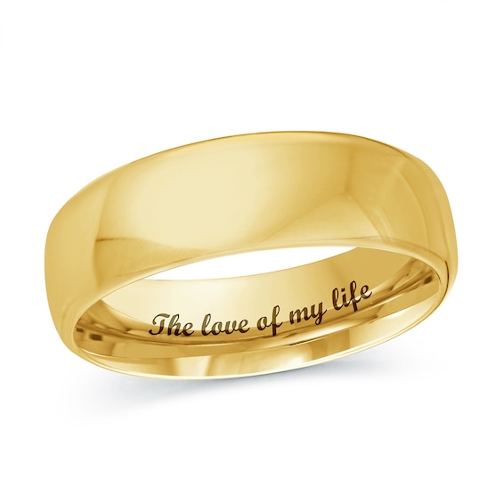 Men's 5.5mm Engravable Euro Comfort Fit Wedding Band in 14K Gold (1 Line