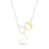 Thumbnail Image 0 of Freshwater Cultured Pearl Heart Link Necklace in Sterling Silver and 10K Gold