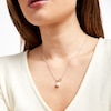 Thumbnail Image 1 of Freshwater Cultured Pearl Heart Link Necklace in Sterling Silver and 10K Gold