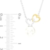 Freshwater Cultured Pearl Heart Link Necklace in Sterling Silver and 10K Gold