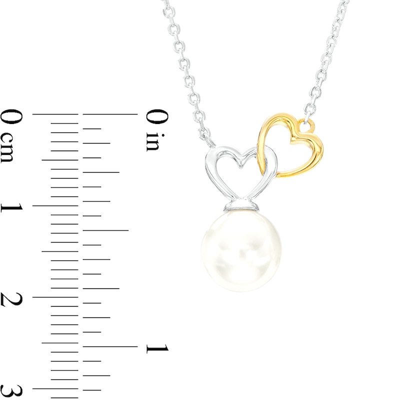 Freshwater Cultured Pearl Heart Link Necklace in Sterling Silver and 10K Gold|Peoples Jewellers