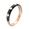 0.089 CT. T.W. Diamond Station Black Enamel Band in Sterling Silver with 14K Rose Gold Plate