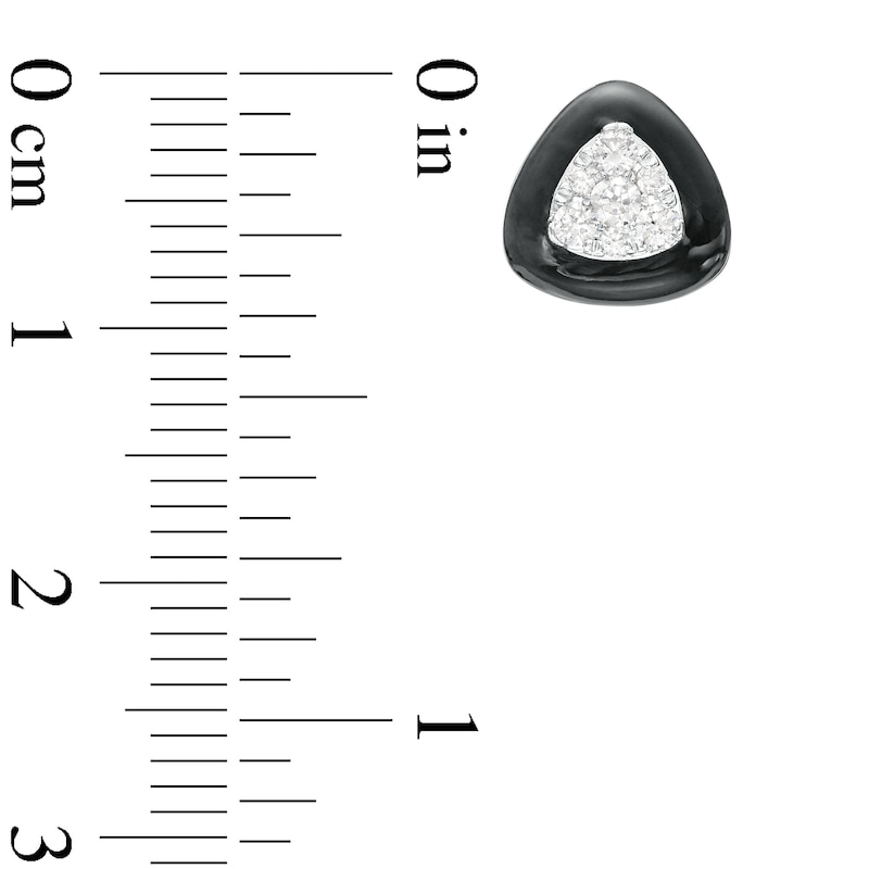 0.23 CT. T.W. Triangular Multi-Diamond Black Enamel Frame Stud Earrings in Sterling Silver with 14K Rose Gold Plate