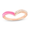 Thumbnail Image 0 of 0.09 CT. T.W. Diamond Pink Enamel Chevron Ring in Sterling Silver with 14K Rose Gold Plate