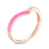 Thumbnail Image 2 of 0.09 CT. T.W. Diamond Pink Enamel Chevron Ring in Sterling Silver with 14K Rose Gold Plate