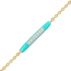 0.09 CT. T.W. Diamond Aqua Blue Enamel Horizontal Bar Bracelet in Sterling Silver with 14K Gold Plate