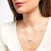 Thumbnail Image 1 of 0.09 CT. T.W. Diamond Aqua Blue Enamel Infinity Necklace in Sterling Silver with 14K Rose Gold Plate