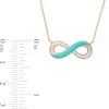 Thumbnail Image 2 of 0.09 CT. T.W. Diamond Aqua Blue Enamel Infinity Necklace in Sterling Silver with 14K Rose Gold Plate