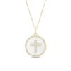 Thumbnail Image 0 of 0.31 CT. T.W. Diamond Frame White Enamel Cross Circle Pendant in Sterling Silver with 14K Gold Plate