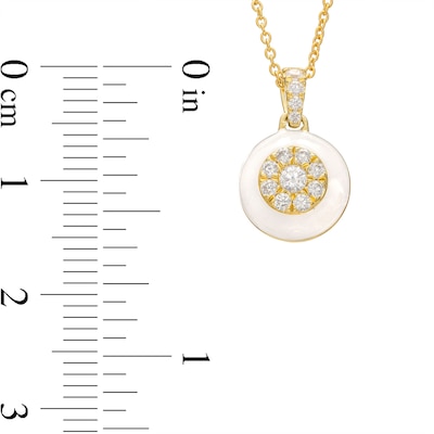 0.19 CT. T.W. Multi-Diamond White Enamel Frame Pendant in Sterling Silver with 14K Gold Plate