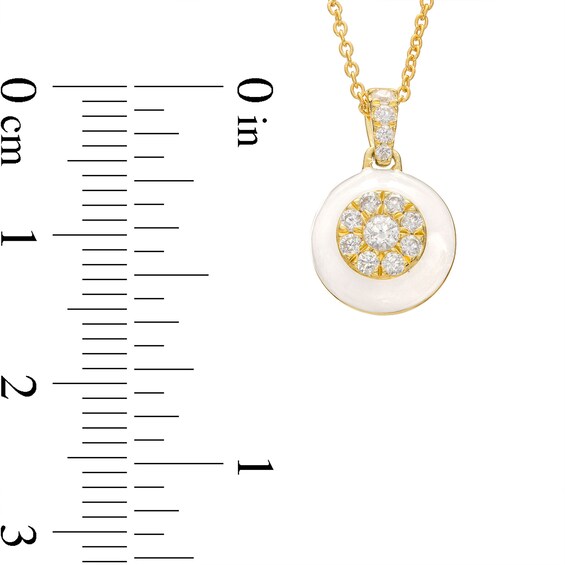 0.19 CT. T.W. Multi-Diamond White Enamel Frame Pendant in Sterling Silver with 14K Gold Plate