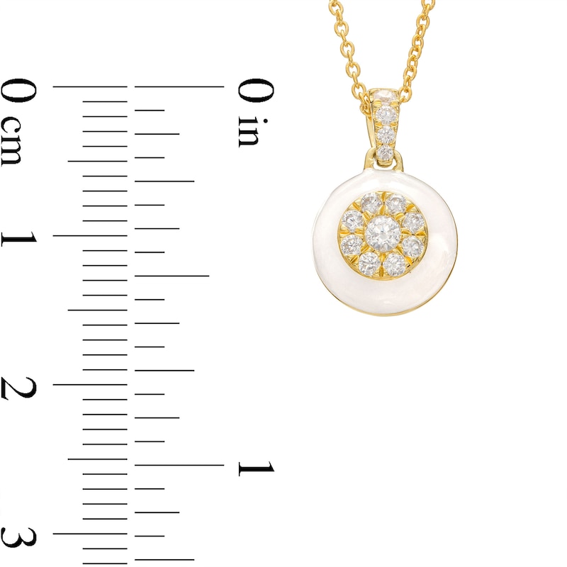 0.19 CT. T.W. Multi-Diamond White Enamel Frame Pendant in Sterling Silver with 14K Gold Plate