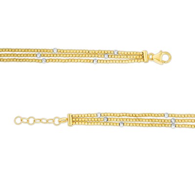 Diamond-Cut Bead Chain Triple Strand Necklace in 18K Gold