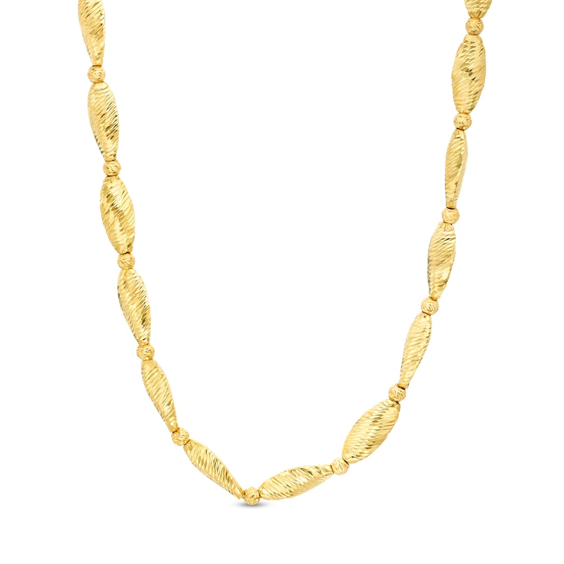 Diamond-Cut Alternating Oval Bead Chain Necklace in 18K Gold|Peoples Jewellers