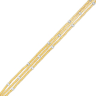 Diamond-Cut Bead Chain Triple Strand Bracelet in 18K Gold - 7.0"