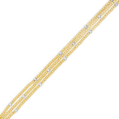 Diamond-Cut Bead Chain Triple Strand Bracelet in 18K Gold - 7.0"