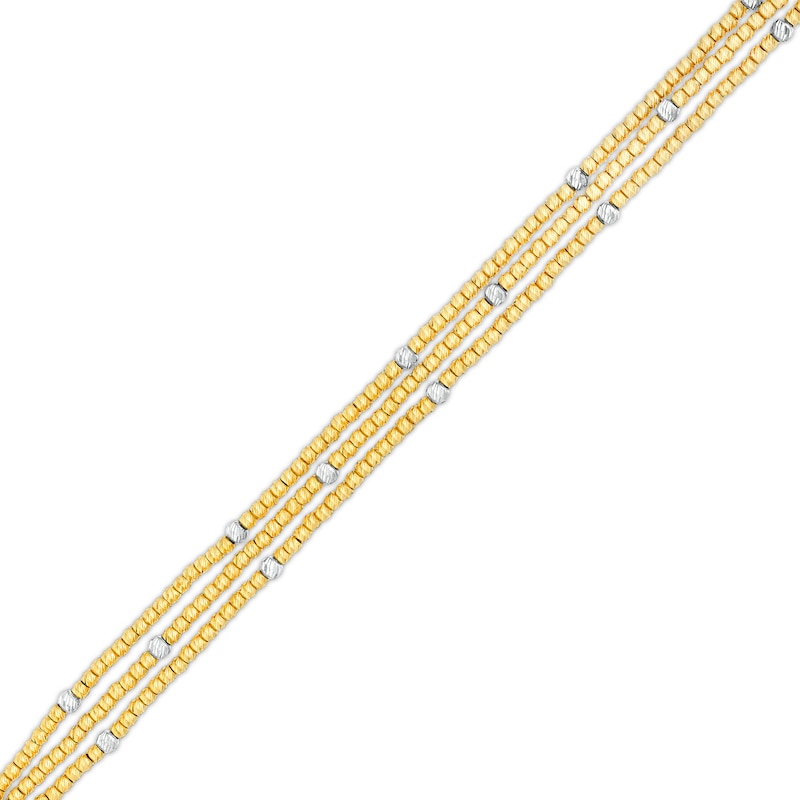 Diamond-Cut Bead Chain Triple Strand Bracelet in 18K Gold - 7.0"