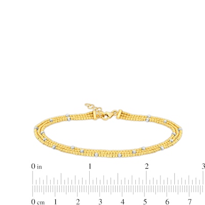 Diamond-Cut Bead Chain Triple Strand Bracelet in 18K Gold - 7.0"