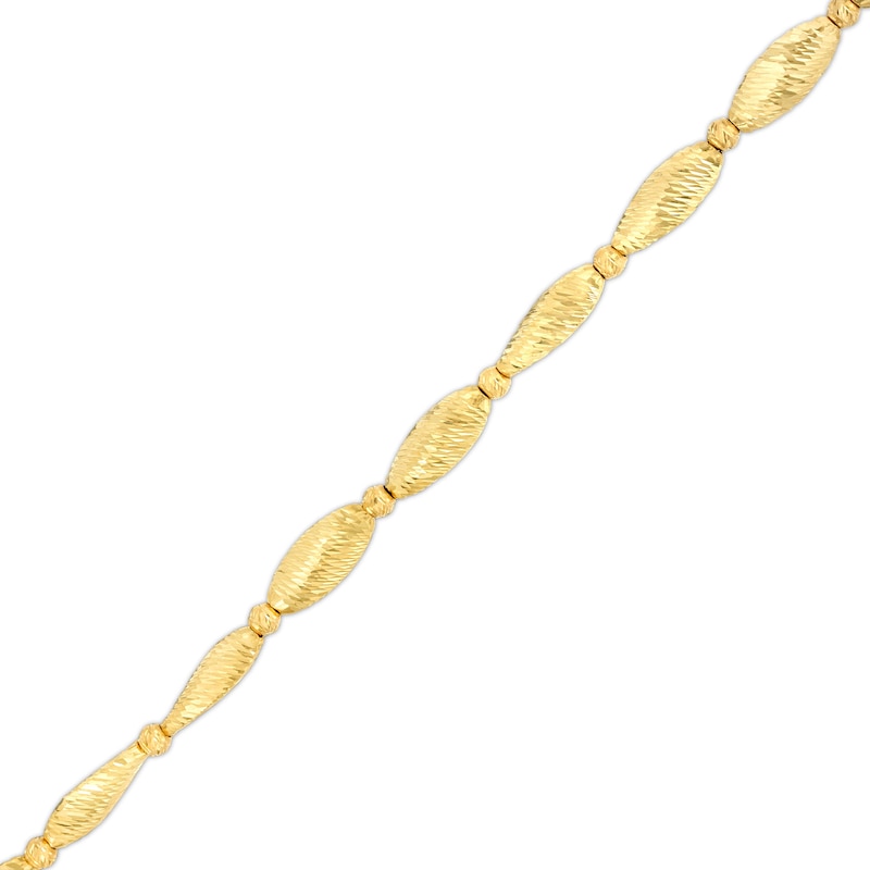 Diamond-Cut Alternating Oval Bead Chain Necklace in 18K Gold - 7.0"|Peoples Jewellers