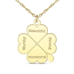 Engravable Heart-Shaped Four-Leaf Clover Pendant (1-4 Lines)