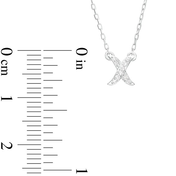 0.05 CT. T.W. Diamond "X" Necklace in Sterling Silver - 18.2"