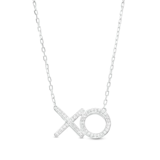 0.12 CT. T.W. Diamond "XO" Necklace in Sterling Silver - 18.5"