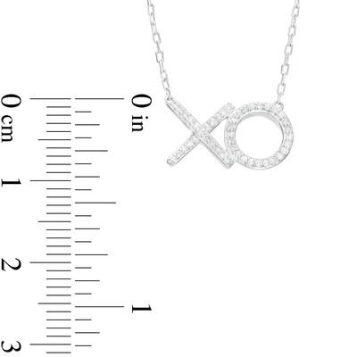 0.12 CT. T.W. Diamond "XO" Necklace in Sterling Silver - 18.5"