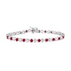 Thumbnail Image 0 of 3.5mm Lab-Created Ruby and White Lab-Created Sapphire Alternating Line Bracelet in Sterling Silver - 7.25"